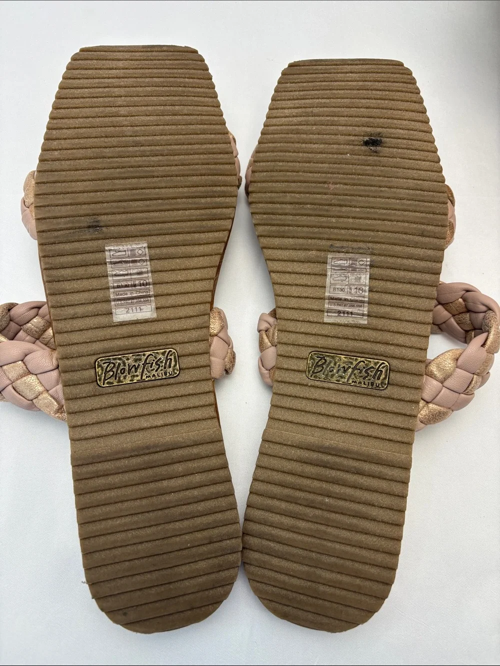 Blowfish Malibu Womens 10‎ Braided Double-Strap Slide Sandals in Blush&Gold #725